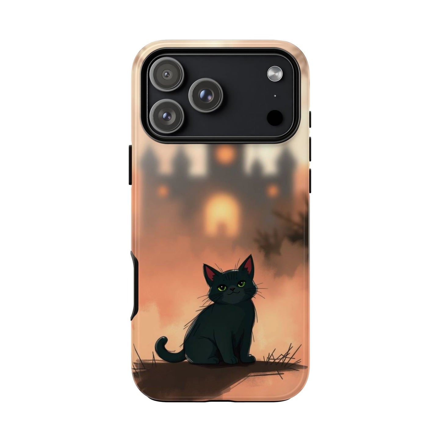 iPhone 17 Pro Max / Glossy Phone Case - Cute Gothic Cat Design Phone Case