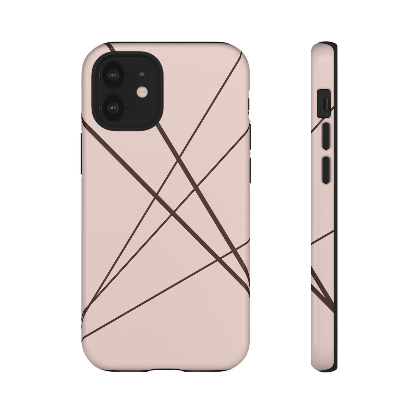 Abstract Pink with Brown Lines Phone Case - Pink Phone Case - iPhone 12 Mini / Glossy