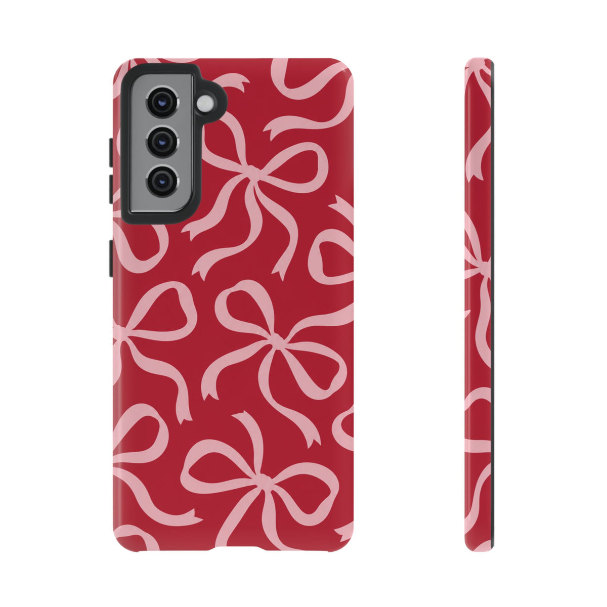 Bold Raspberry Red and Blush Pink Bow Pattern Phone Case