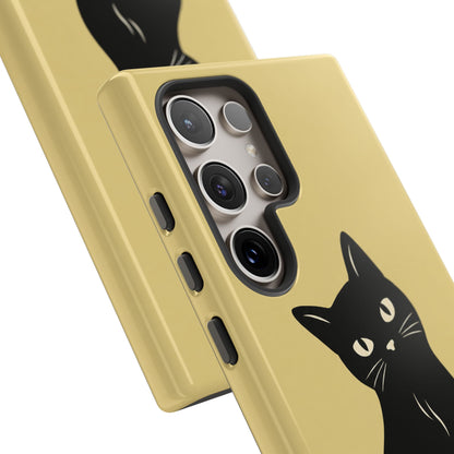 Minimalist Butter Yellow & Black Cat Phone Case