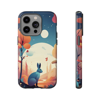 iPhone 14 Pro / Glossy Phone Case - Stylised Blue Hare Design Phone Case