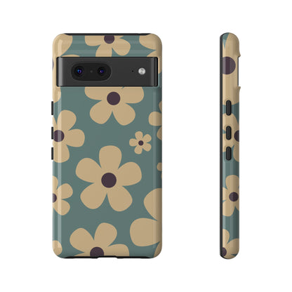 Cute Blue & Cream Daisy Pattern Phone Case - Blue Phone Case - Google Pixel 7 / Glossy