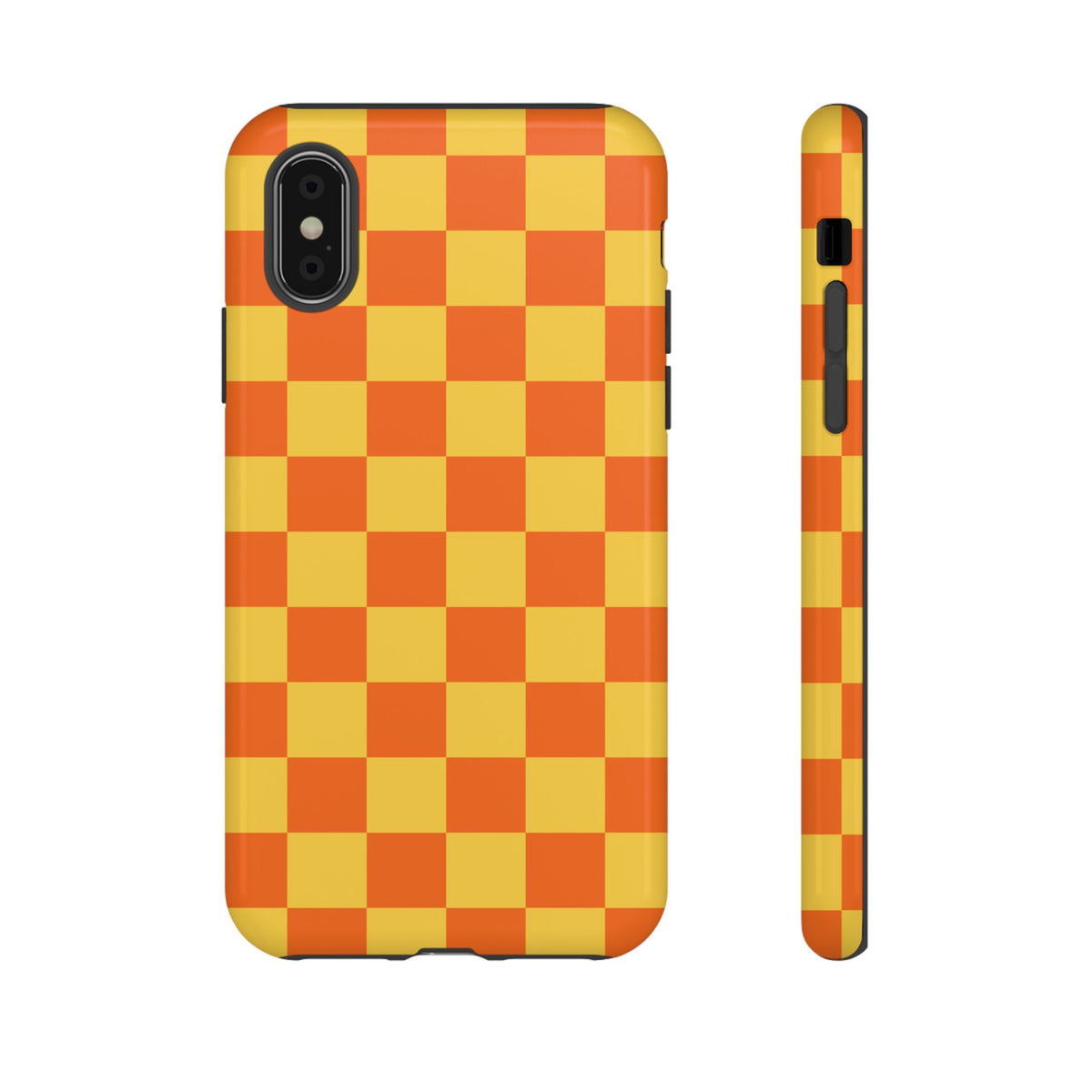 Trendy Orange & Yellow Checked Pattern Phone Case - Orange Phone Case - iPhone X / Glossy