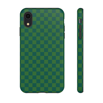 iPhone XR / Glossy Phone Case - ’Bold Green Checkered Pattern’ Phone Case