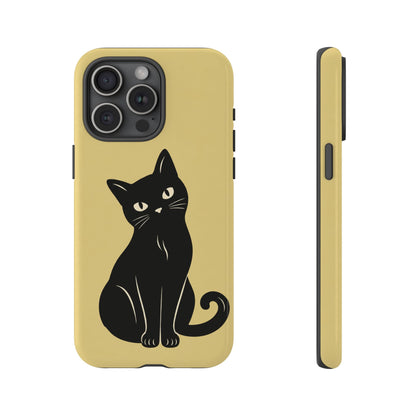 Minimalist Butter Yellow & Black Cat Phone Case