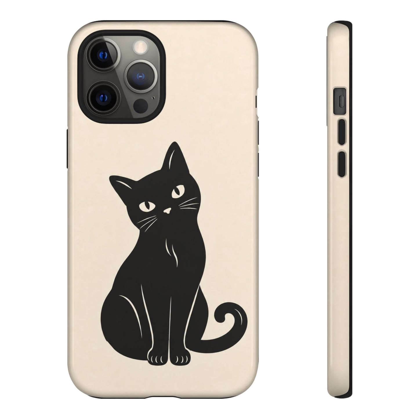 Minimalist Cream & Black Cat Phone Case