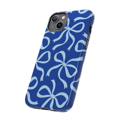 Bold Cobalt Blue and Powder Blue Bow Pattern Phone Case