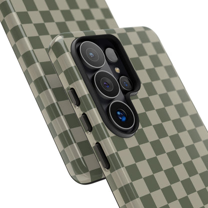 Bold Olive Green Checked Pattern Phone Case - Green Phone Case