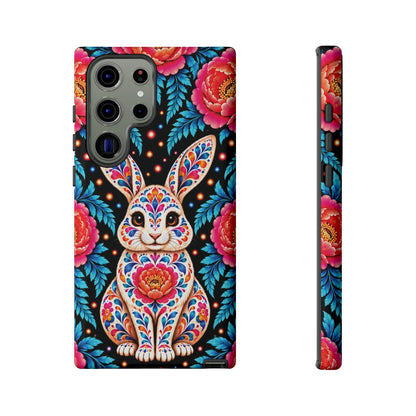 Cute Pink and Turquoise Calavera Bunny Phone Case - Multicolor Phone Case - Samsung Galaxy S23 Ultra / Glossy