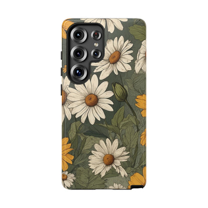 Samsung Galaxy S25 Ultra / Glossy Phone Case - Boho Chic Daisies Floral Pattern ’White & Yellow’ Phone Case