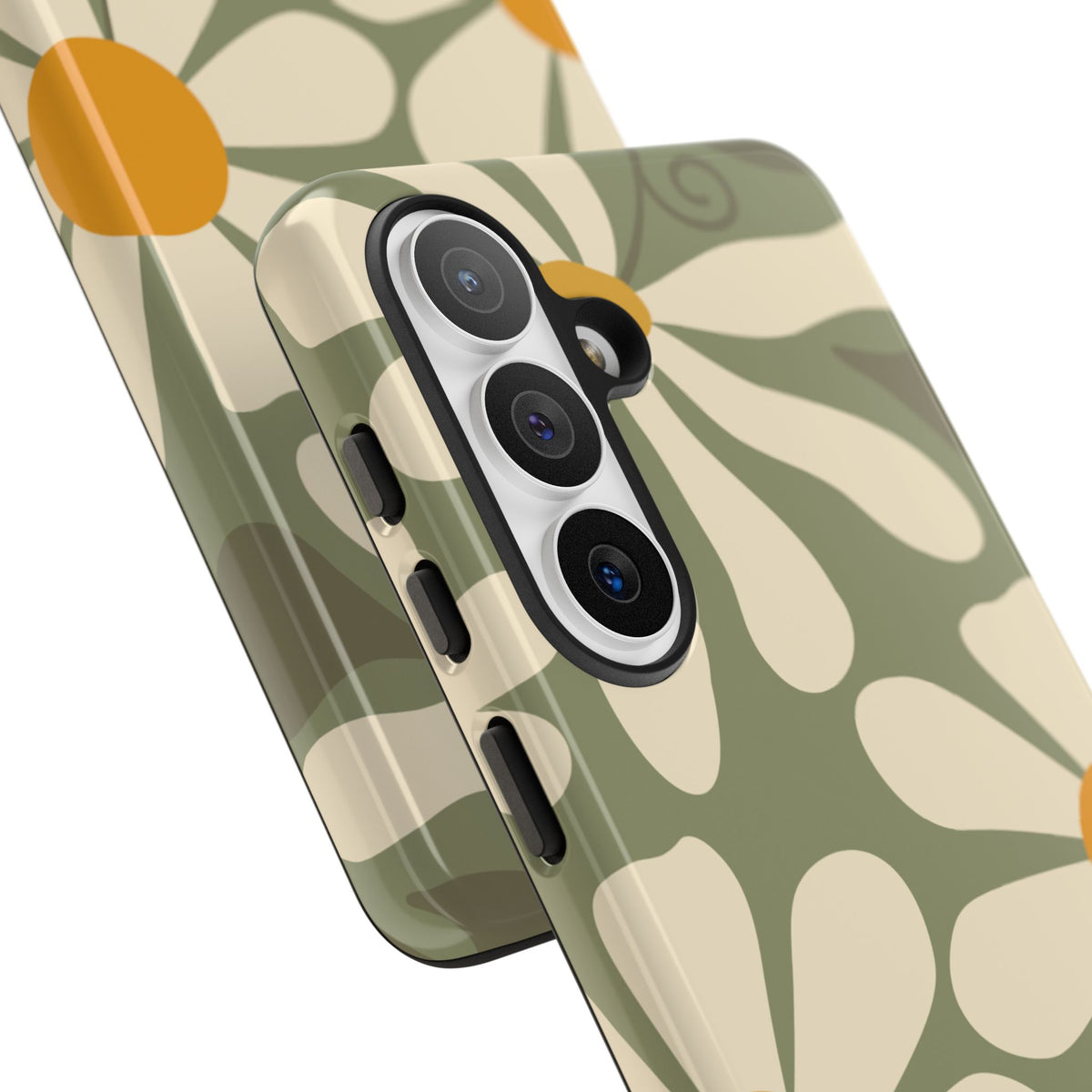 Retro Green Daisy Pattern #2 Phone Case - Green Phone Case