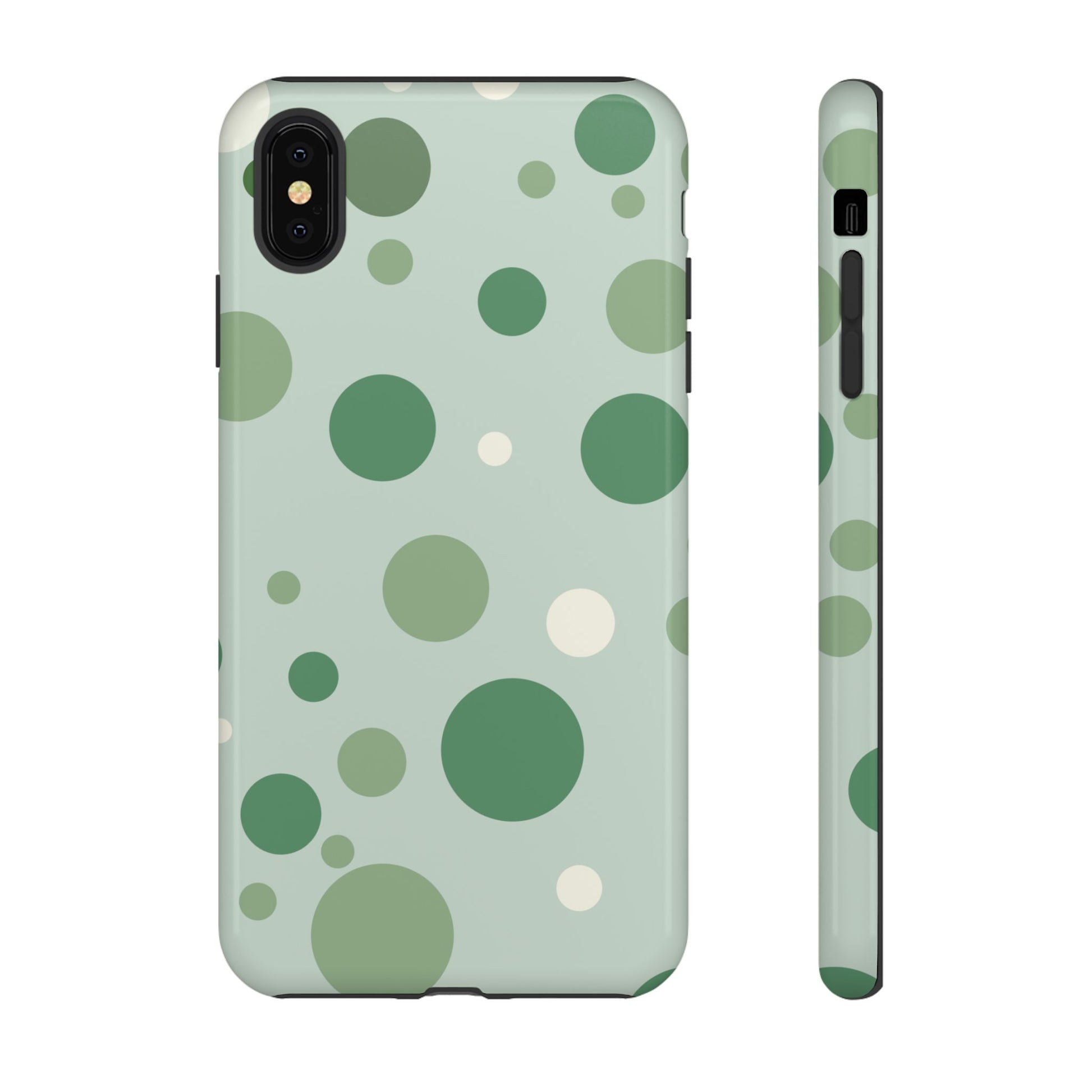 iPhone XS MAX / Glossy Phone Case - ’Bold Green Dot Pattern’ Phone Case