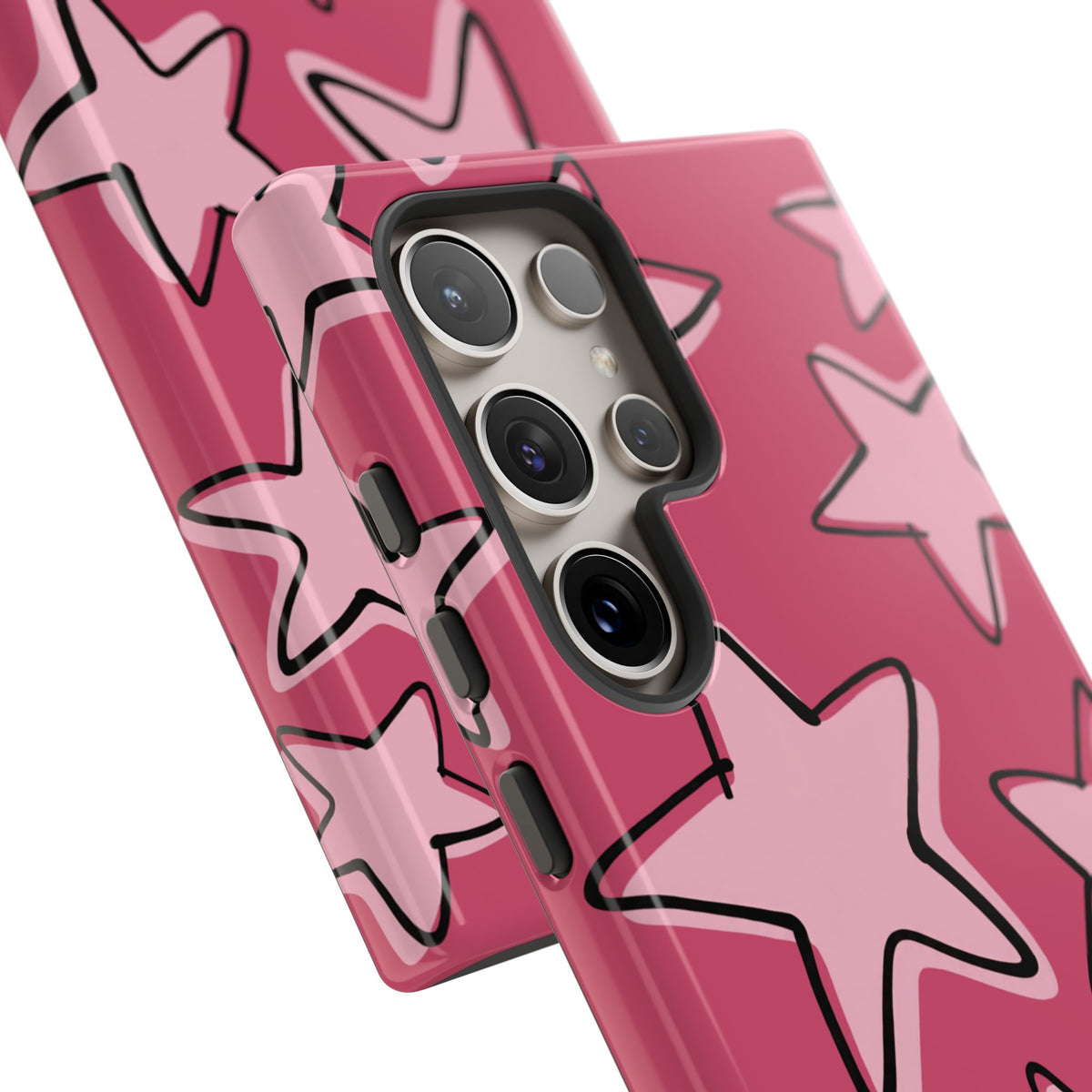 Raspberry Pink Doodle Star Phone Case