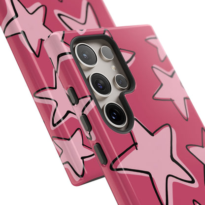 Raspberry Pink Doodle Star Phone Case