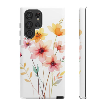 Samsung Galaxy S22 Ultra / Glossy Phone Case - Boho Chic Watercolour Blooms Design Phone Case