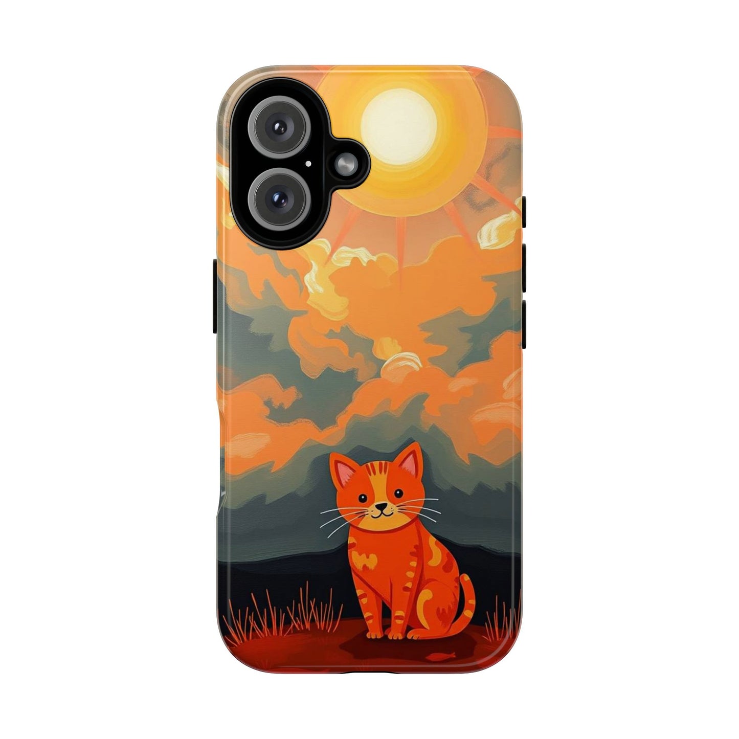 iPhone 16 / Glossy Phone Case - Acrylic Painting Style Cat Design Phone Case