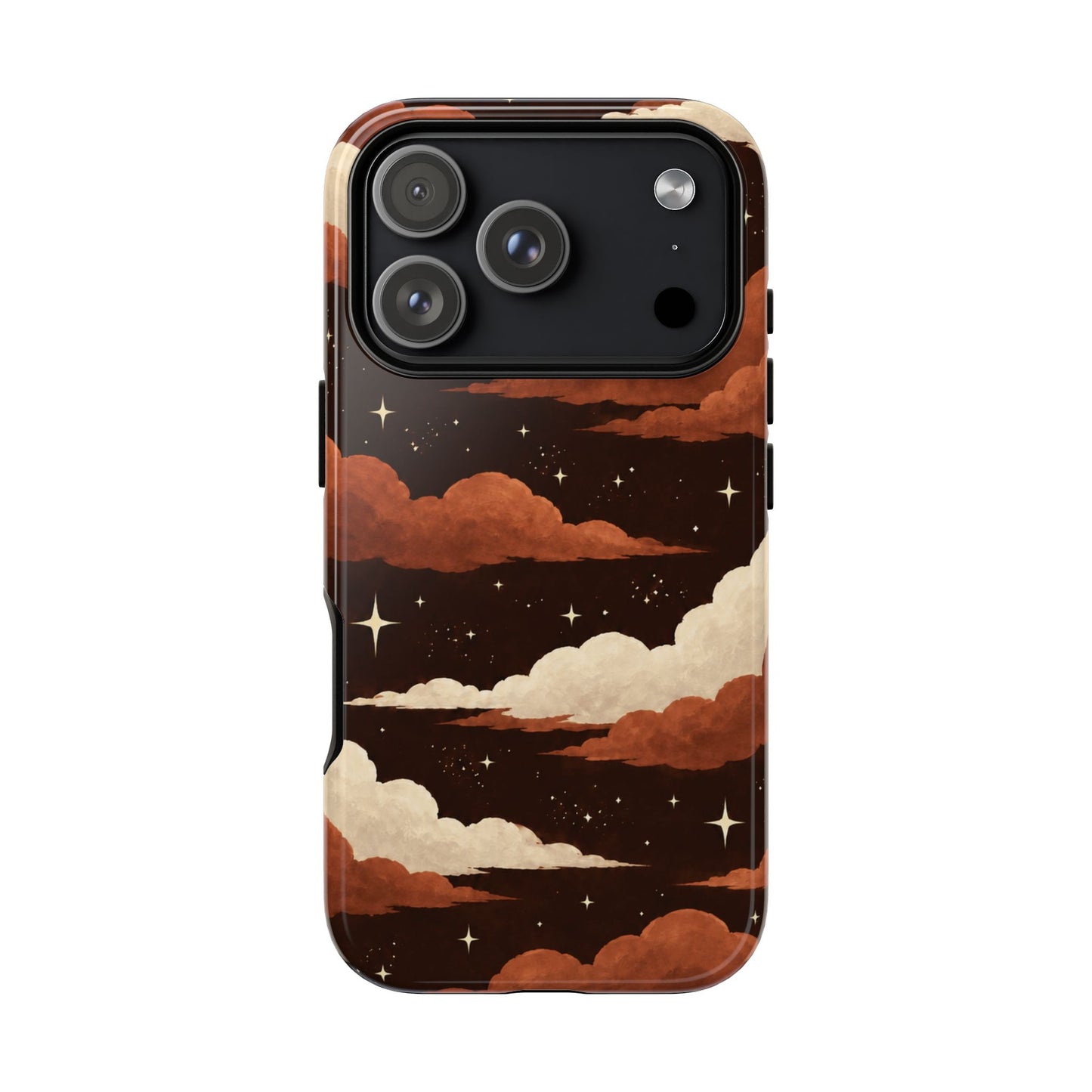 Illustrated Burnt Orange Clouds & Stars Phone Case