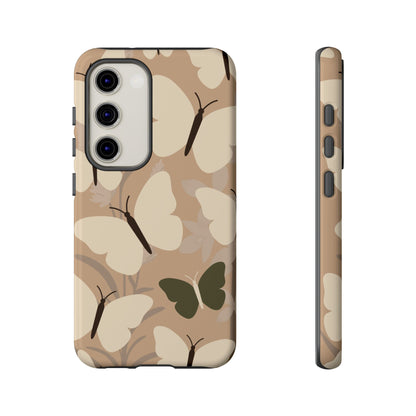 Minimalist Beige Butterfly Pattern Phone Case - Beige Phone Case - Samsung Galaxy S23 / Glossy