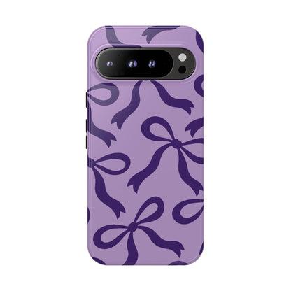 Bold Lilac and Deep Purple Bow Pattern Phone Case - Purple Phone Case - Google Pixel 9 Pro XL / Glossy