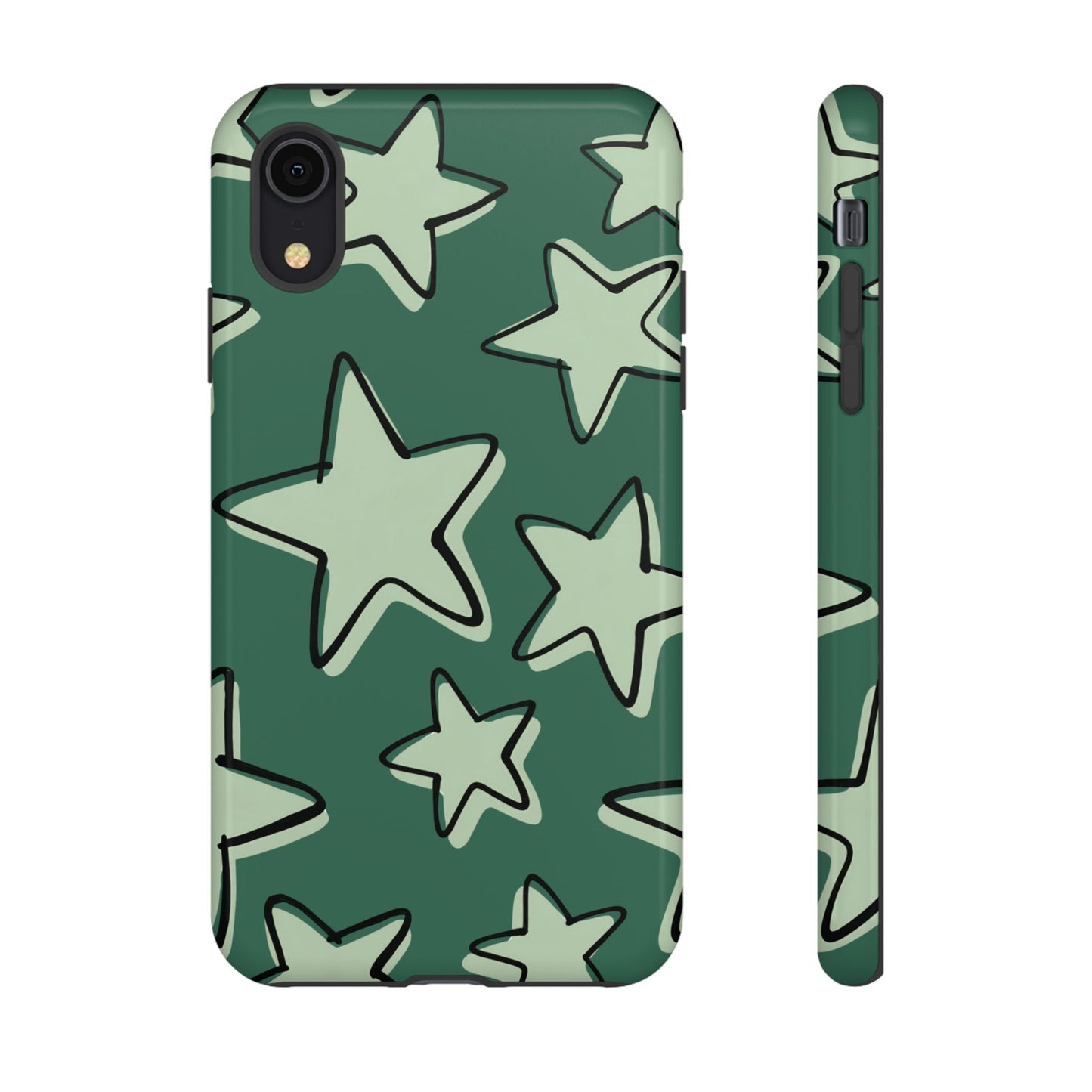 Forest Green Doodle Star Phone Case