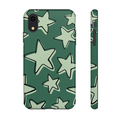 Forest Green Doodle Star Phone Case