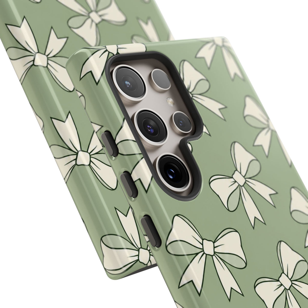 Chic Sage Green Bow Pattern Phone Case