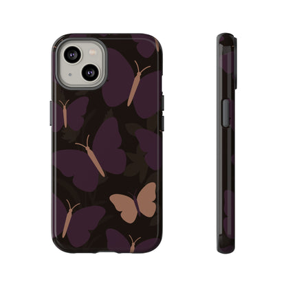 iPhone 14 / Glossy Phone Case - Minimalist Purple Butterfly Pattern Phone Case