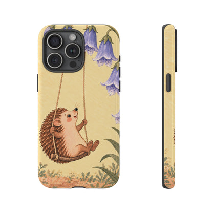 Whimsical Buttercream Hedgehog and Bluebell Phone Case - Yellow Phone Case - iPhone 15 Pro Max / Glossy