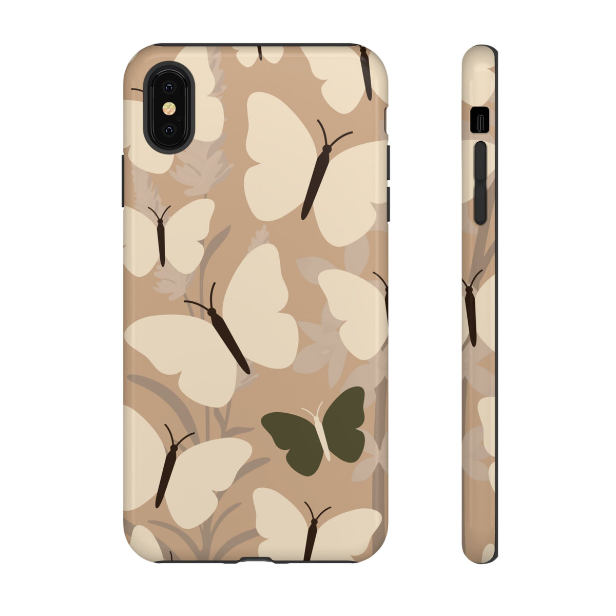 Minimalist Beige Butterfly Pattern Phone Case - Beige Phone Case - iPhone XS MAX / Glossy