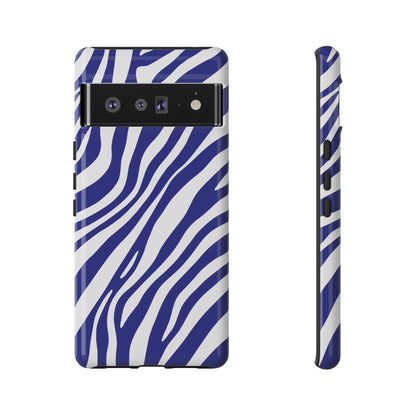 Modern Electric Blue Zebra Print Phone Case