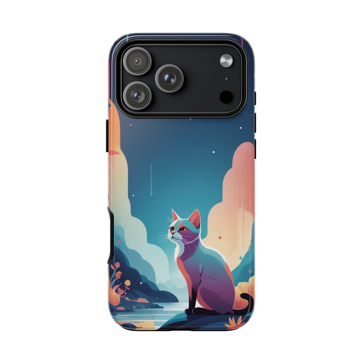 iPhone 17 Pro Max / Glossy Phone Case - Stylised Cat Design Phone Case