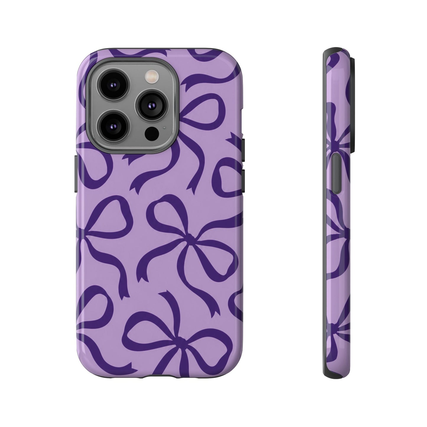 Bold Lilac and Deep Purple Bow Pattern Phone Case