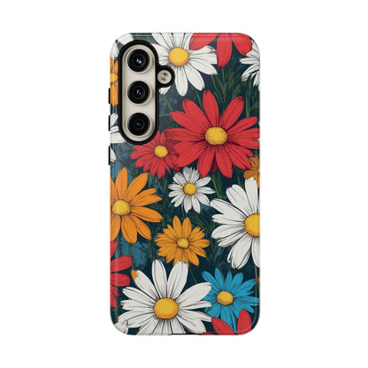 Samsung Galaxy S24 Plus / Glossy Phone Case - Pop Art Daisies Illustration ’Red & Orange’ Phone Case