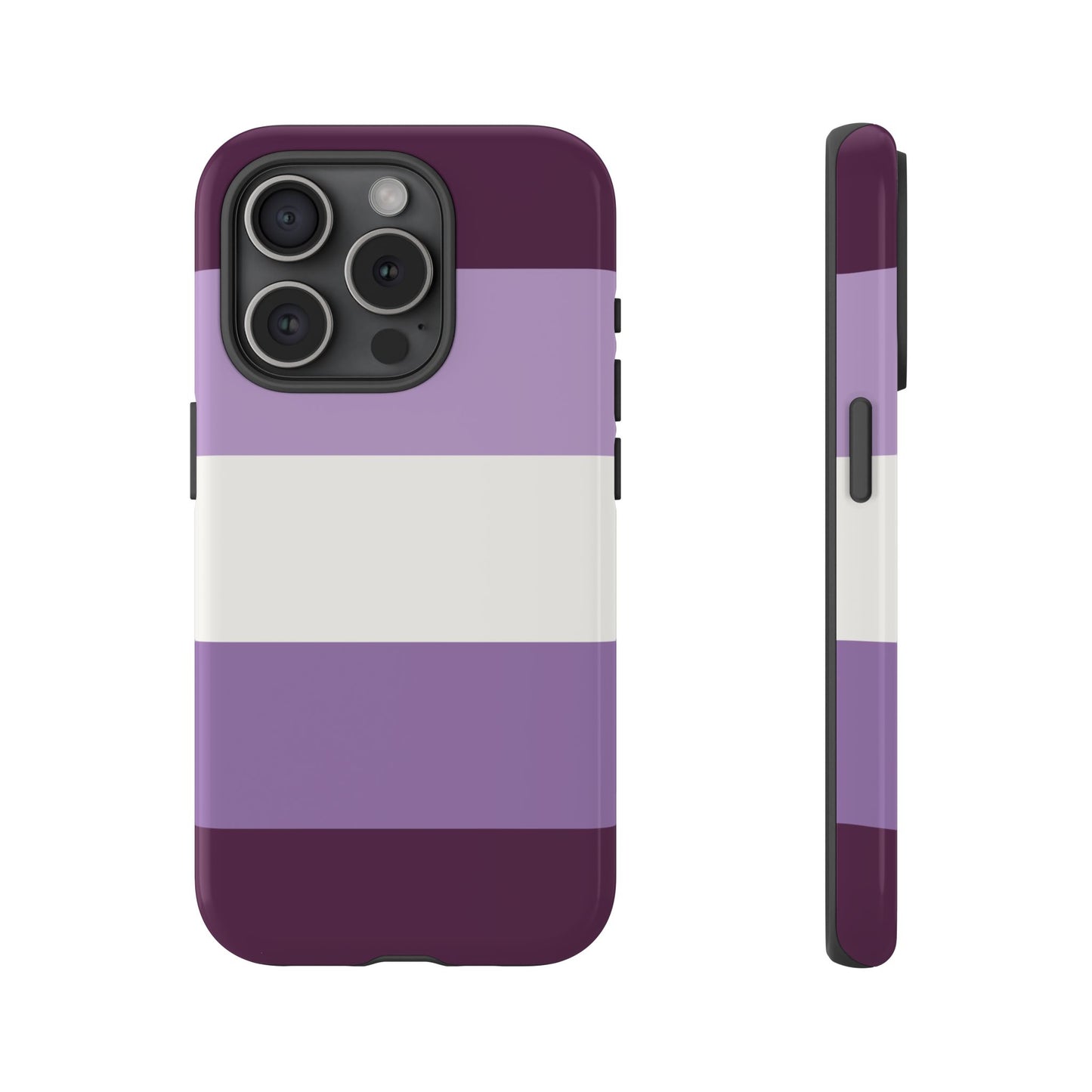 iPhone 15 Pro / Glossy Phone Case - Purple Stripe Pattern Phone Case