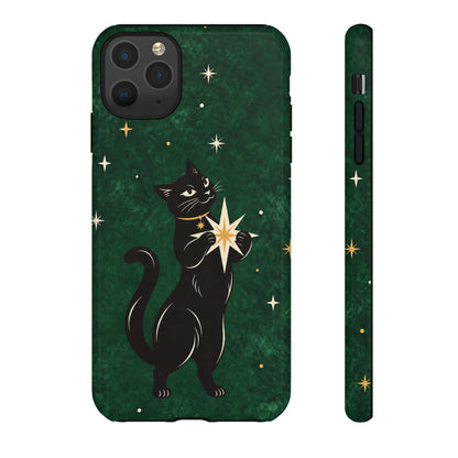 Forest Green Celestial Black Cat Phone Case - Green Phone Case - iPhone 11 Pro Max / Glossy