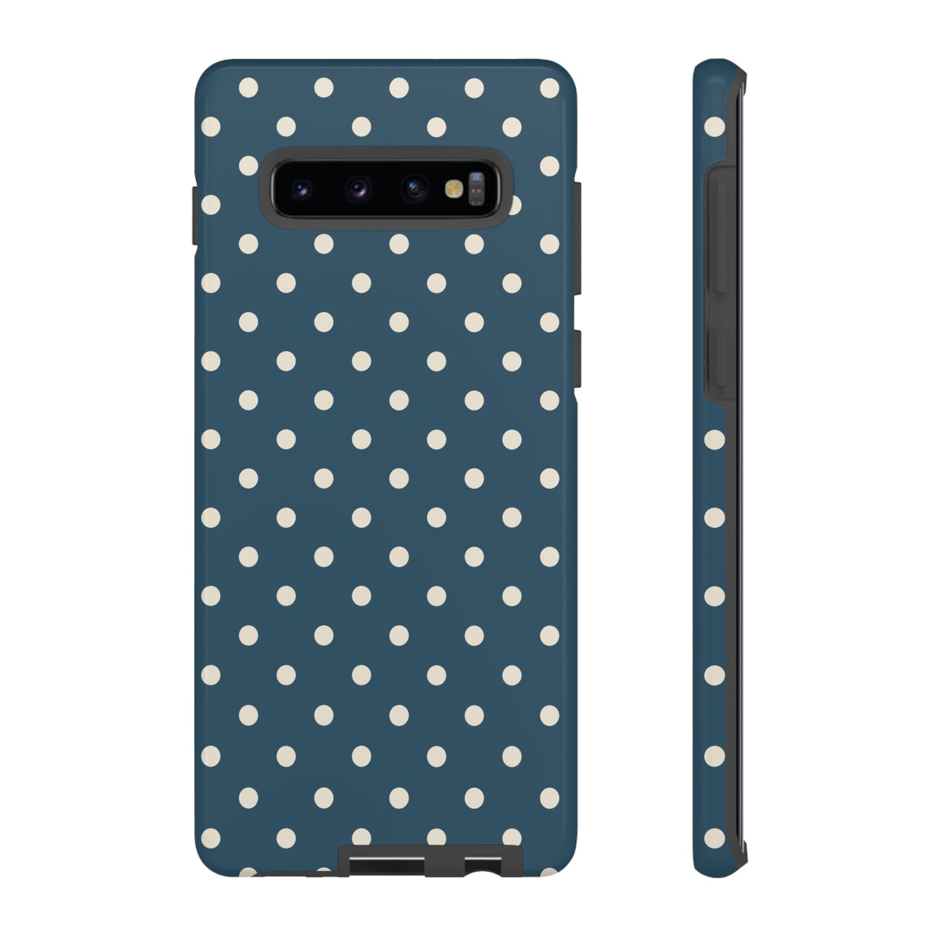 Samsung Galaxy S10 Plus / Glossy Phone Case - ’Blue & White Dot Pattern’ Phone Case
