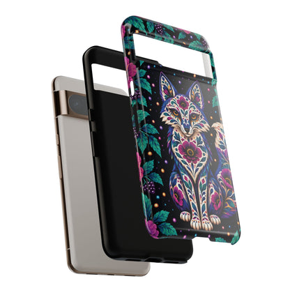 Vibrant Purple and Teal Calavera Fox Phone Case - Multicolor Phone Case