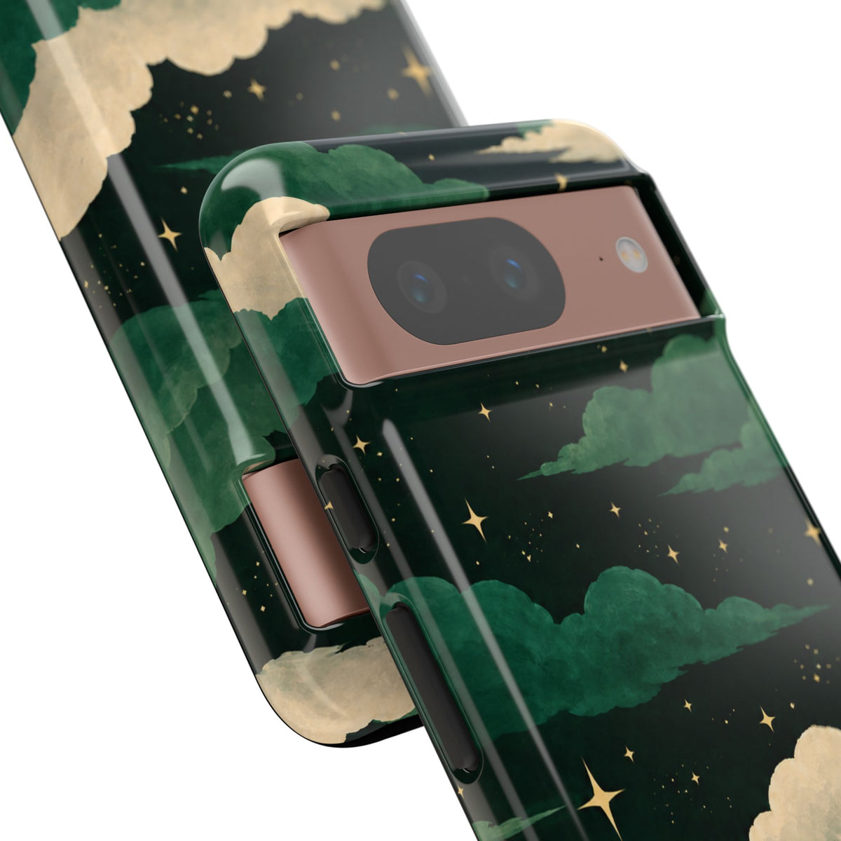 Illustrated Emerald Green Clouds & Stars Phone Case