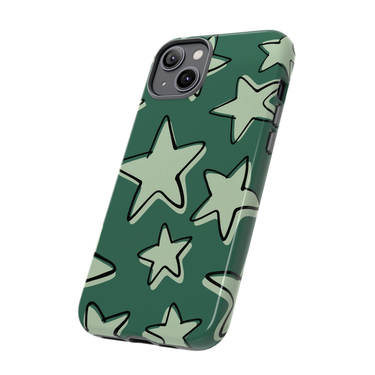 Forest Green Doodle Star Phone Case