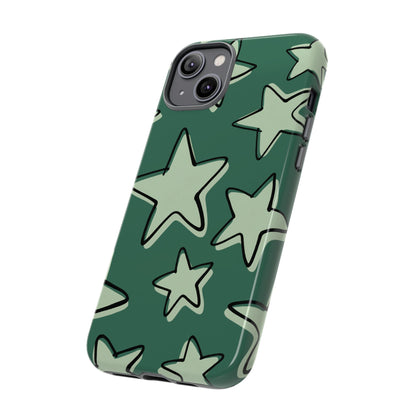 Forest Green Doodle Star Phone Case