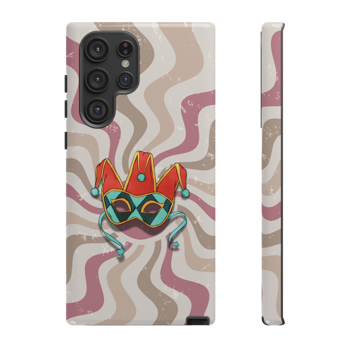 Venetian Jester Mask – Pink Retro Soft Revival Phone Case - Pink Phone Case - Samsung Galaxy S22 Ultra / Glossy