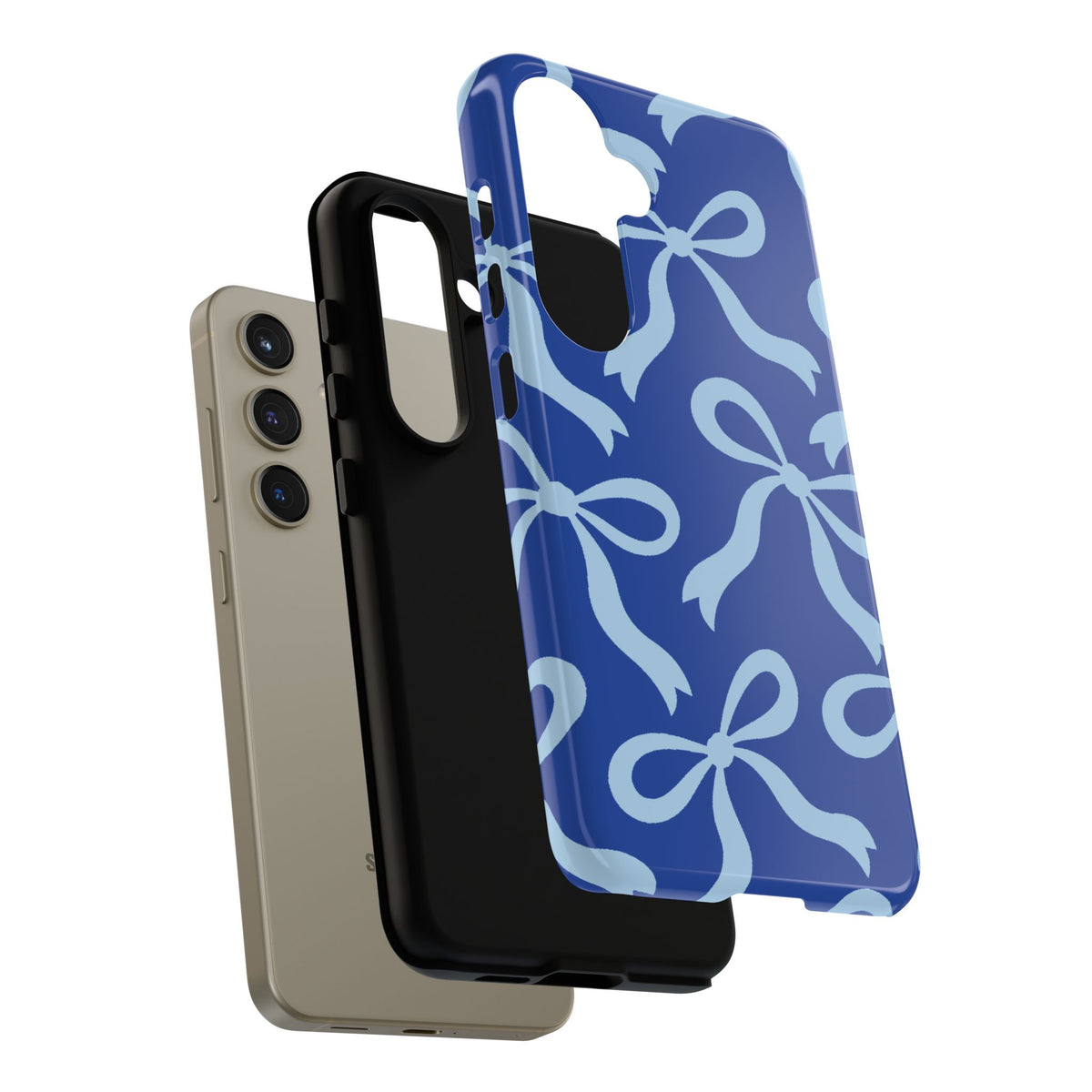 Bold Cobalt Blue and Powder Blue Bow Pattern Phone Case - Blue Phone Case