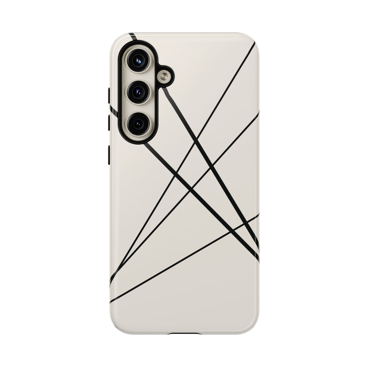 Abstract White with Black Lines Phone Case - White Phone Case - Samsung Galaxy S24 Plus / Glossy