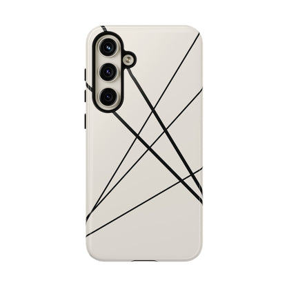 Abstract White with Black Lines Phone Case - White Phone Case - Samsung Galaxy S24 Plus / Glossy