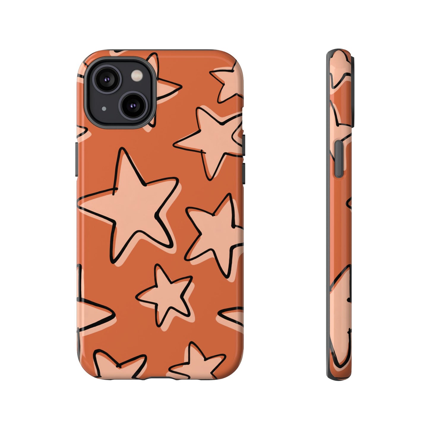 Burnt Orange Doodle Star Phone Case