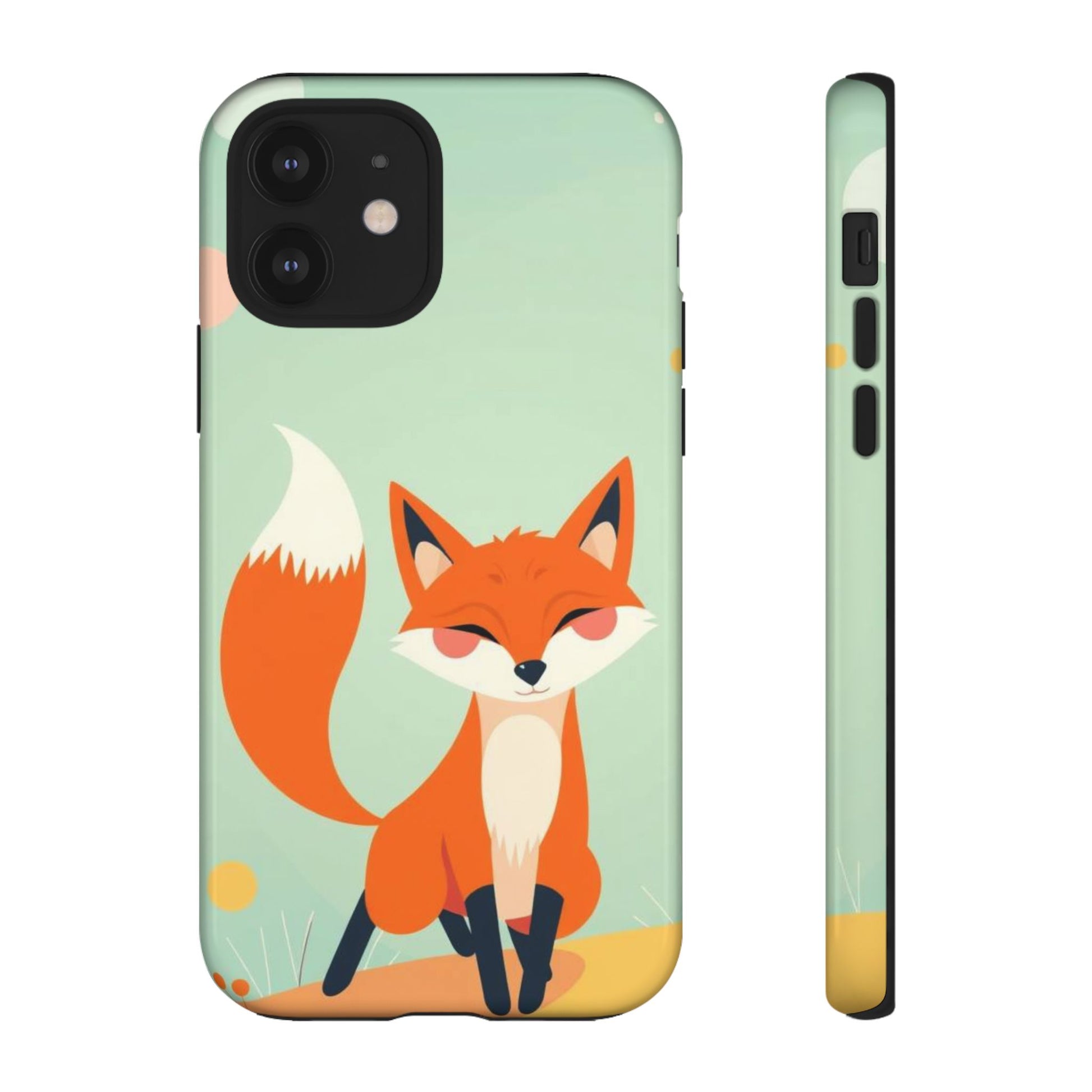 Cute Happy Fox Design Phone Case - Multicolor Phone Case - iPhone 12 / Glossy