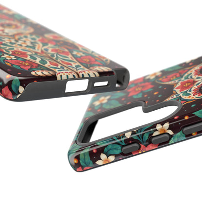 Vibrant Terracotta and Teal Calavera Cat Phone Case - Multicolor Phone Case