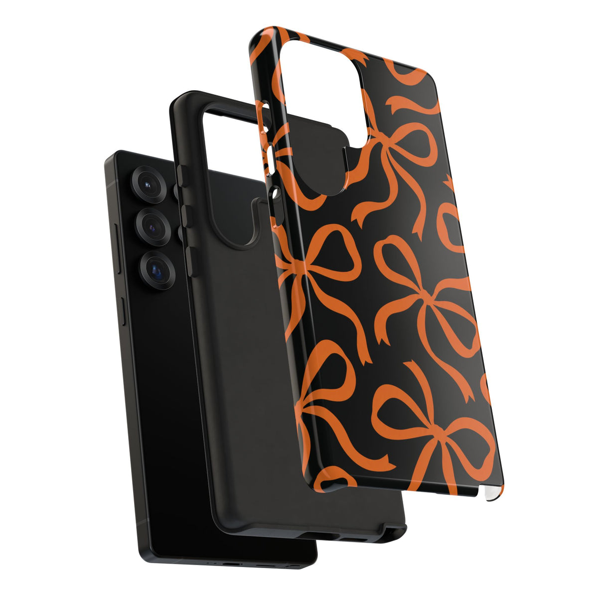Bold Black and Burnt Orange Bow Pattern Phone Case