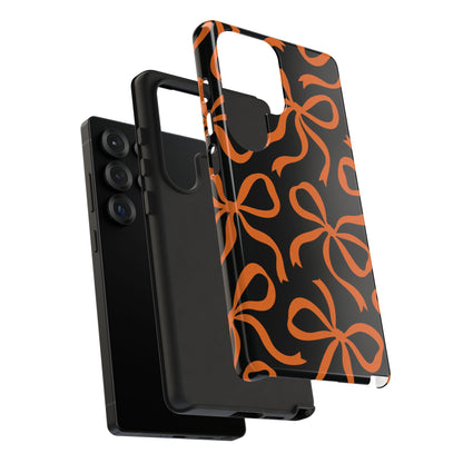 Bold Black and Burnt Orange Bow Pattern Phone Case