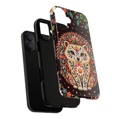Vibrant Terracotta and Teal Calavera Hedgehog Phone Case - Multicolor Phone Case